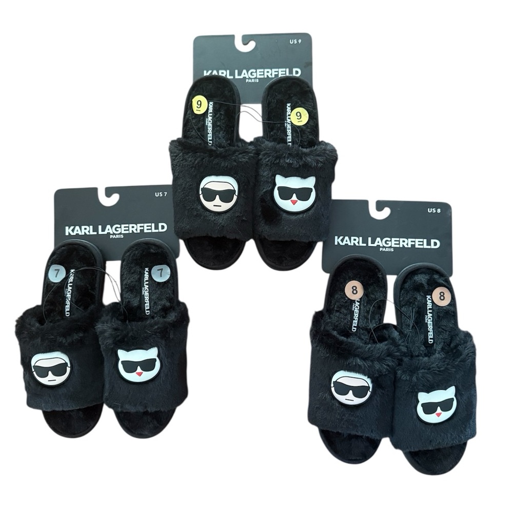 Karl Lagerfeld Black Slide Slippers Size 8, 9 Available